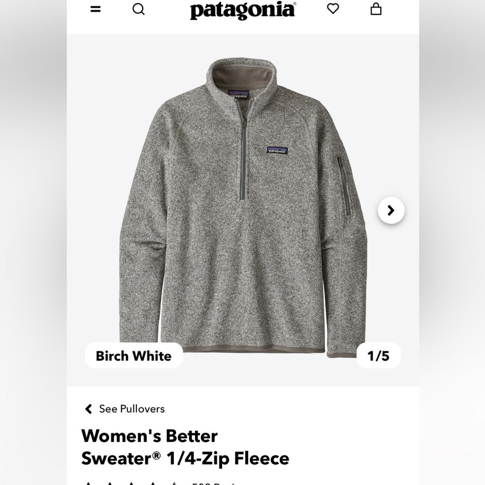 Patagonia women’s “better sweater” quarter zip size XS